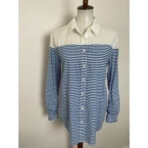 Equipment Femme Top Button Down Shirt Striped Colorblock Woven